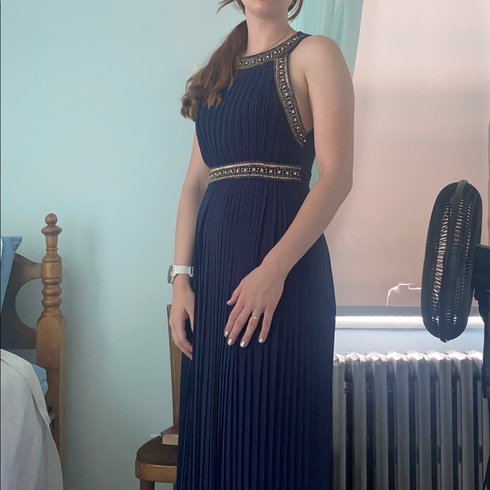 Navy blue TFNC London beaded floor length dress